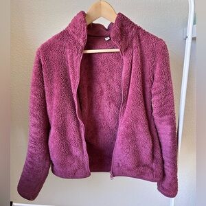 Uniqlo Fluffy Fleece Full Yarn Jacket XS Pink